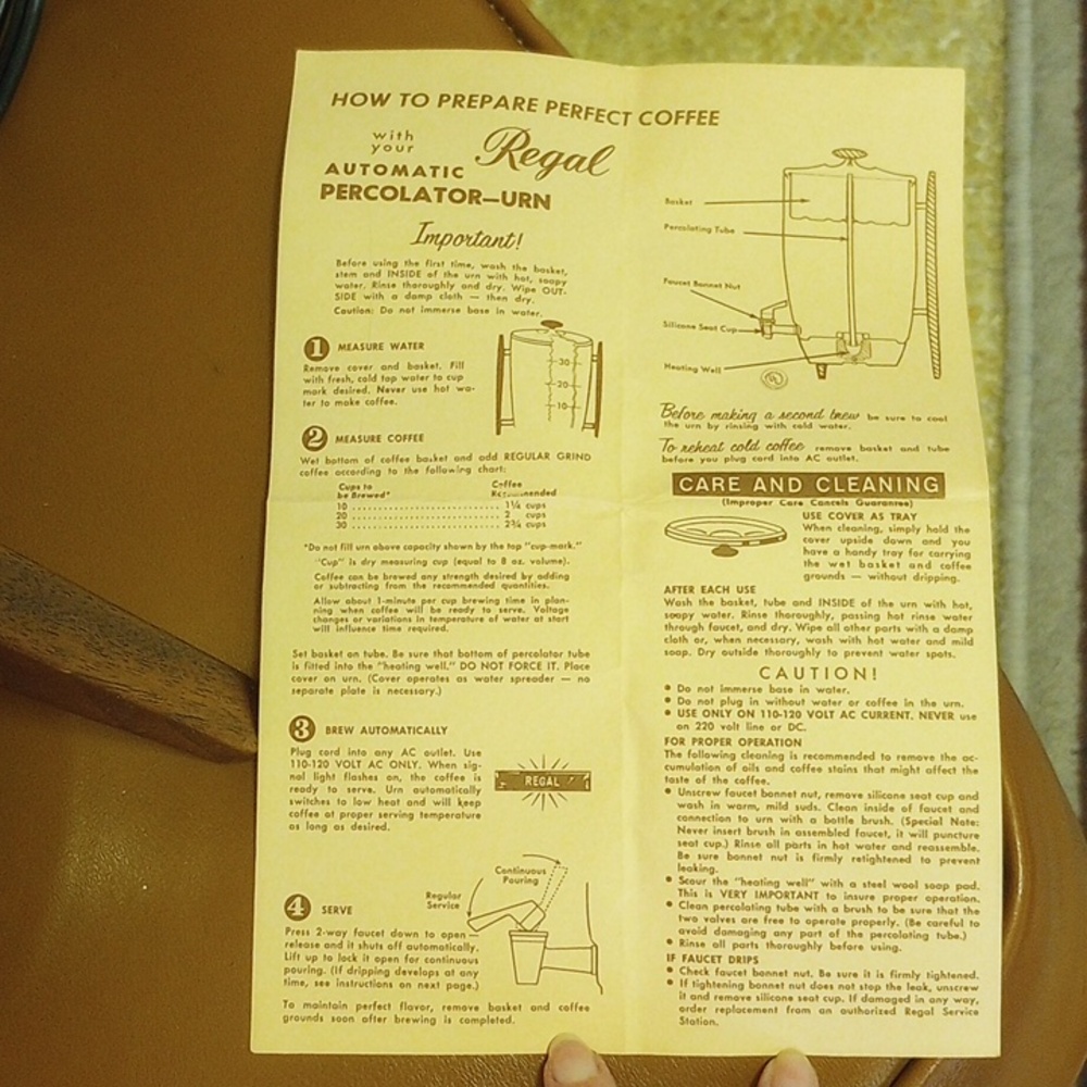 Regal Stainless Steel 30 Cup Coffee Percolator w/ Instructions, Like New! - Picture 7 of 7